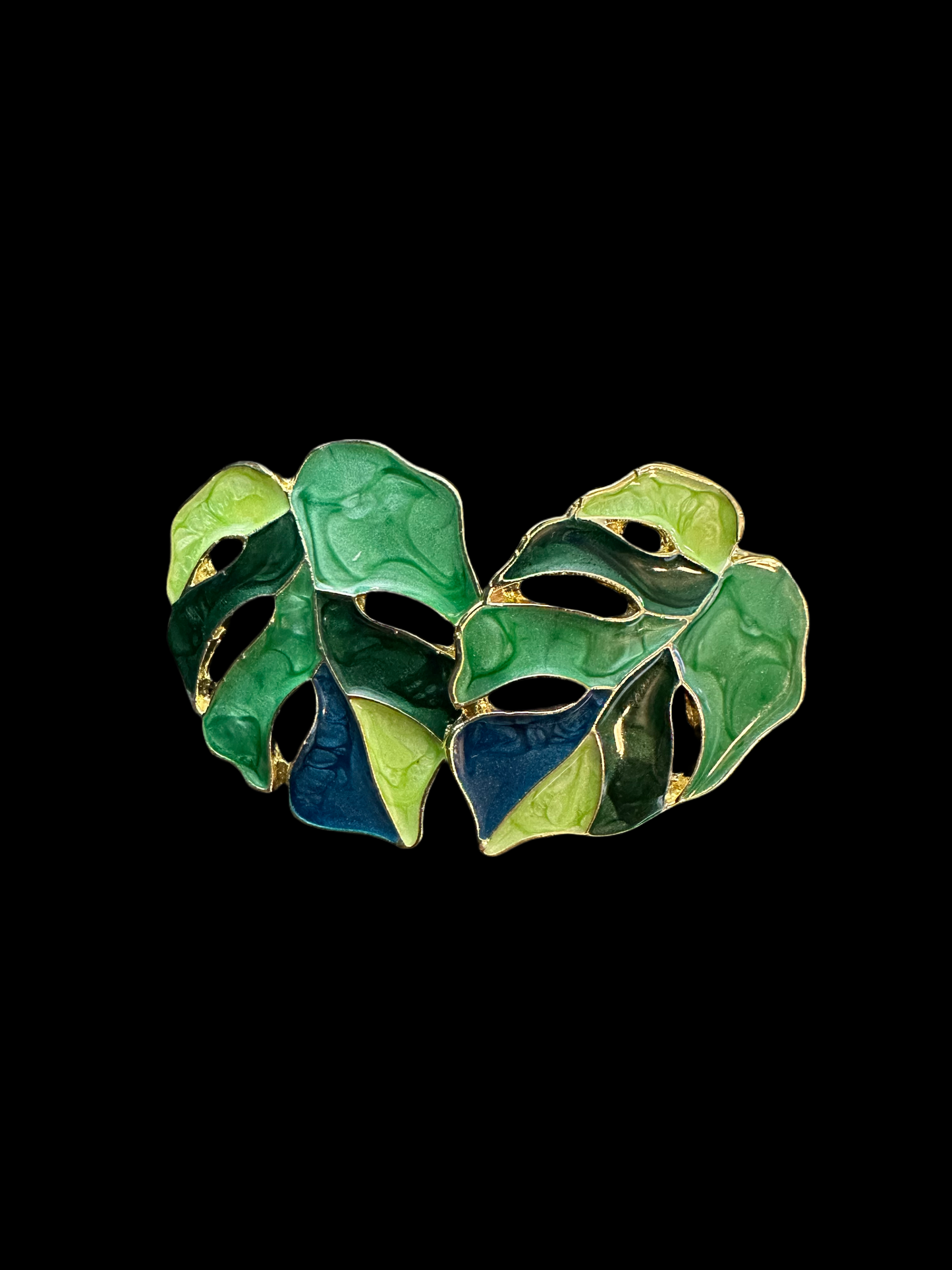 Metal monstera earrings